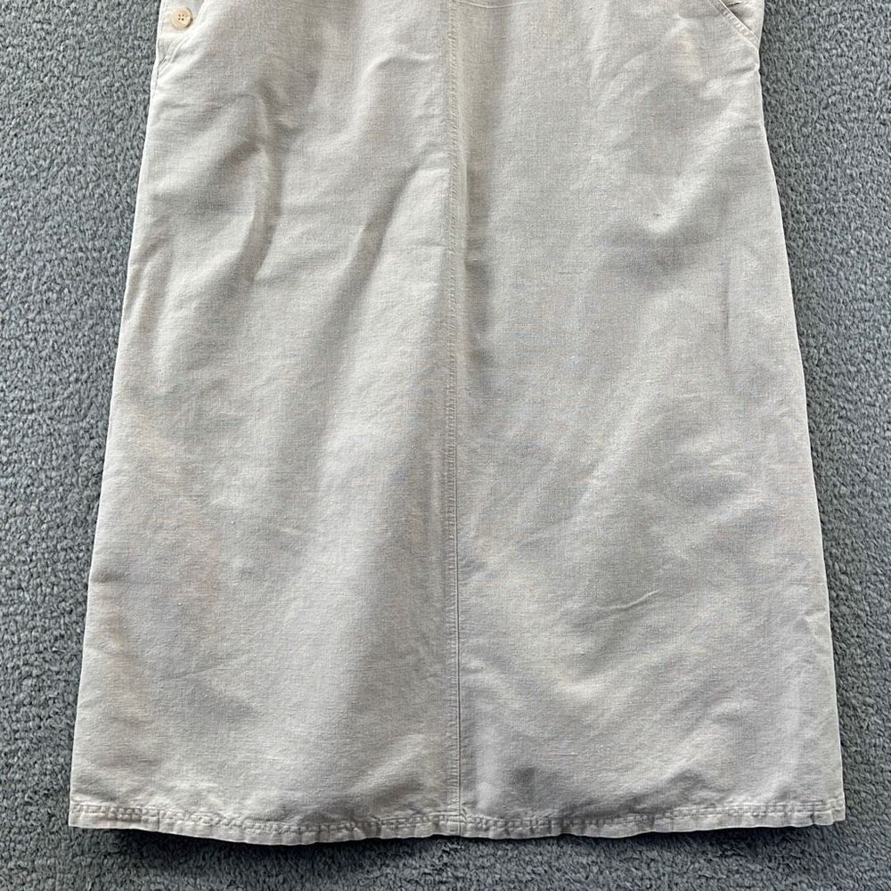 Vintage 90s Linen Blend Pinafore Jumper Maxi Dress Sleeveless Overall Indie - Picture 7 of 14